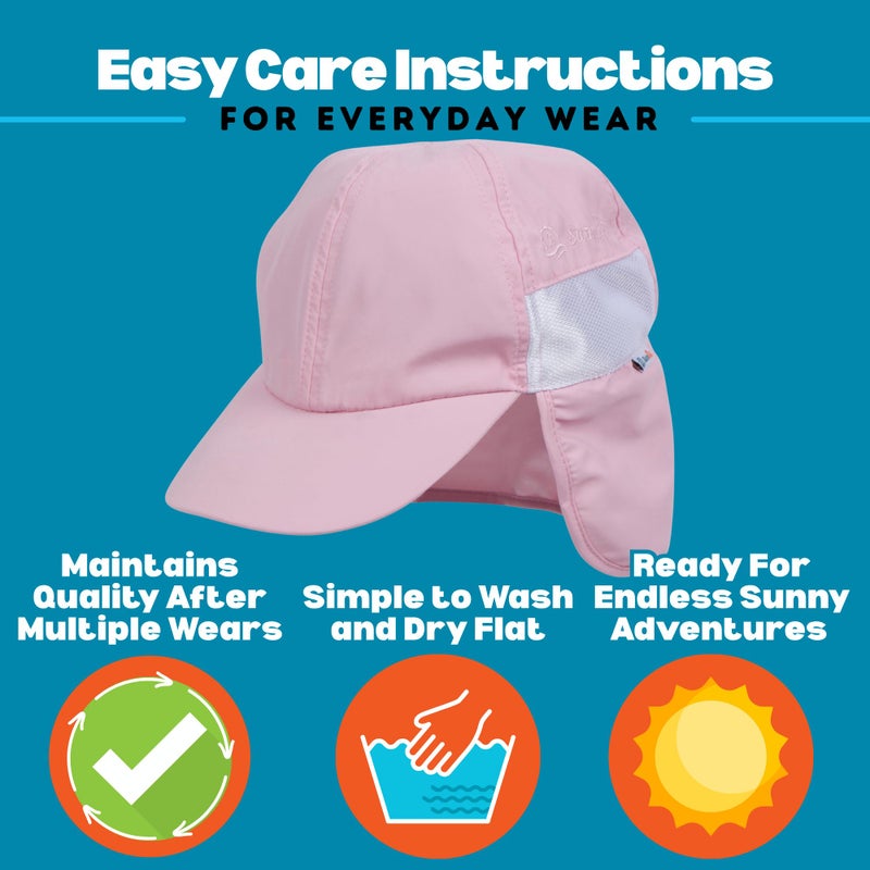 SwimZip Sun Hat with Neck Flap | UPF 50+ Protection for Baby, Toddler, and Kids Pink - Image 4